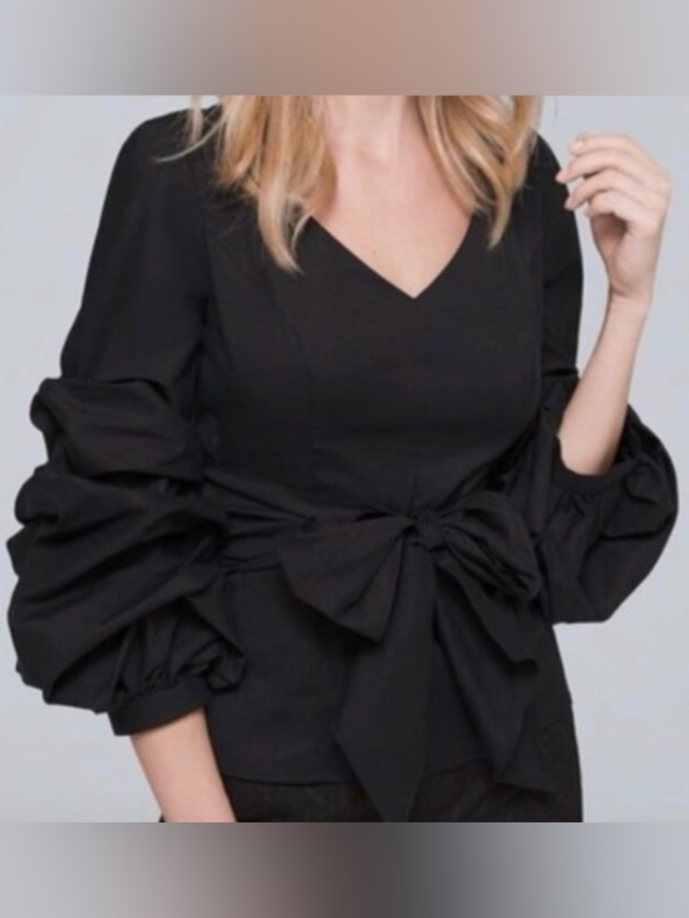 WHBM Black Drama Ruffle Top size 14